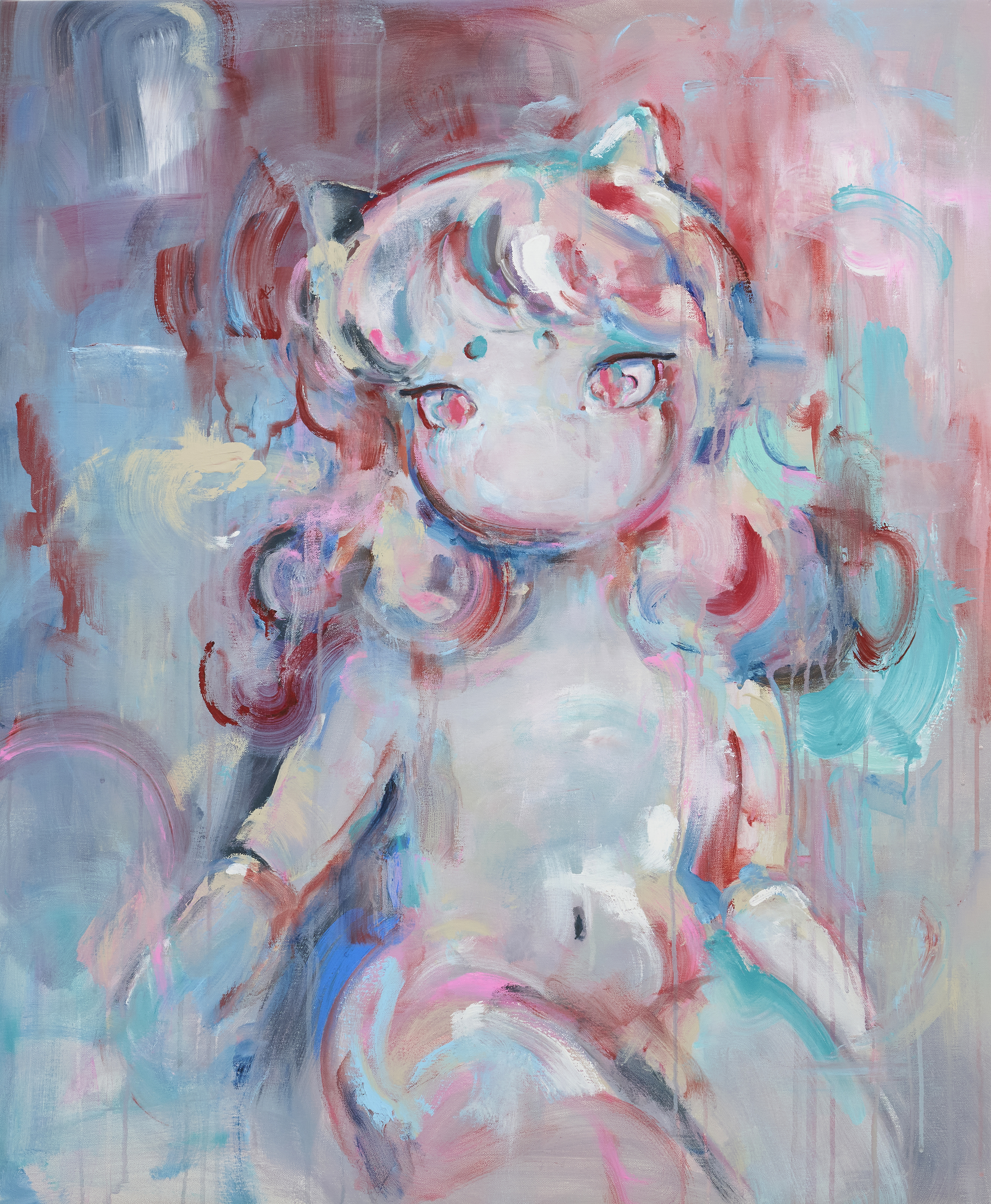Okokume, Presencia en la ausencia (Presence in Absence), 2024. Acrylic on canvas. 101 x 83 cm.